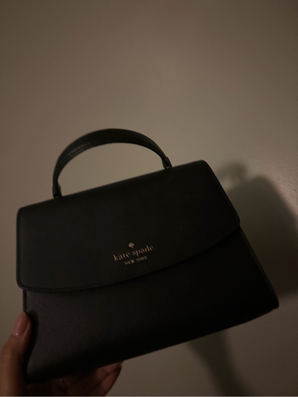 kate spade Black Structured Top-Handle Satchel with Gold Logo